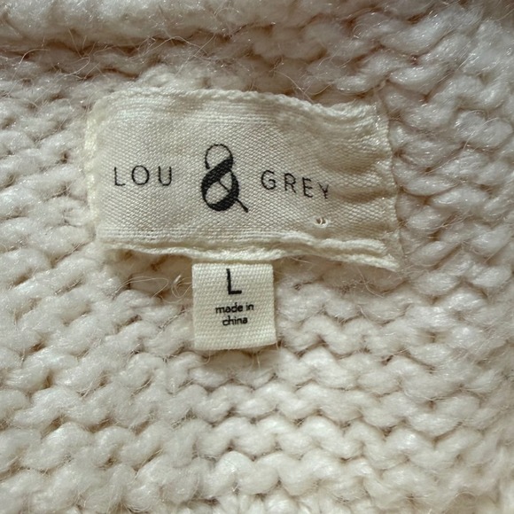 Lou & Grey Mock Neck Sweater Large Cream Ivory Chunky Knit Bauble Casual Norm - Picture 2 of 6